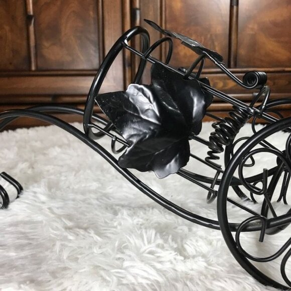 NWOT Black Metal Grapevine Scroll Wine Cart Display - Picture 6 of 9